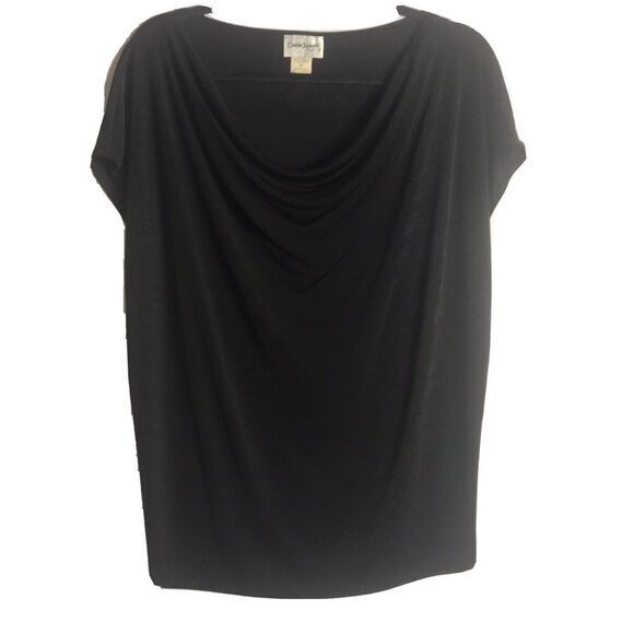 Vintage Claudia Richard Black Drape Neck Blouse Size 3X‎ - Picture 1 of 5